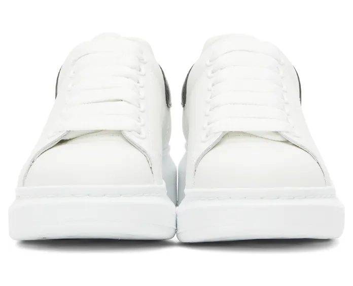 Alexander McQueen White & Gunmetal Metallic Oversized Sneakers (553770 WHFBU) (2)