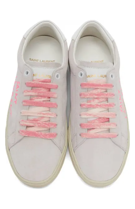 Saint Laurent Off-White and Pink Court Classic Sneakers (579988 0S020) (4)
