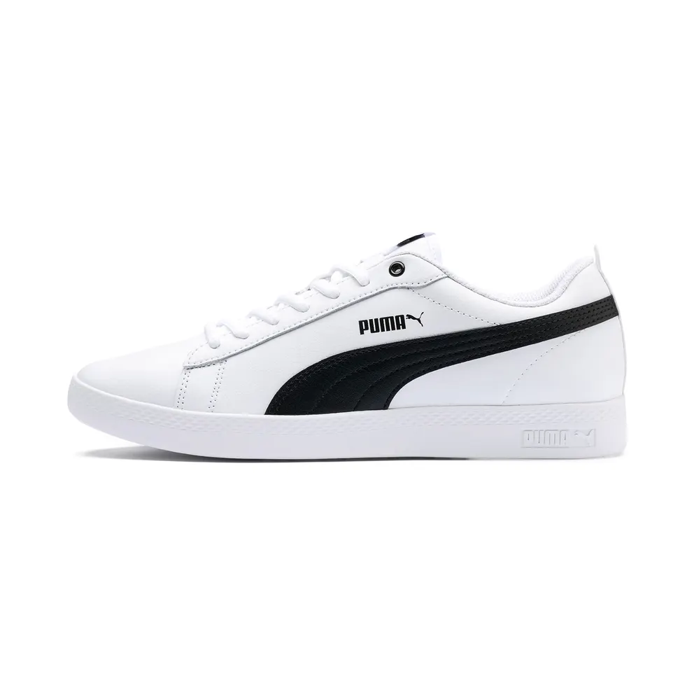 Puma Smash v2 Leder Damen Weiß/Schwarz (365208-01)