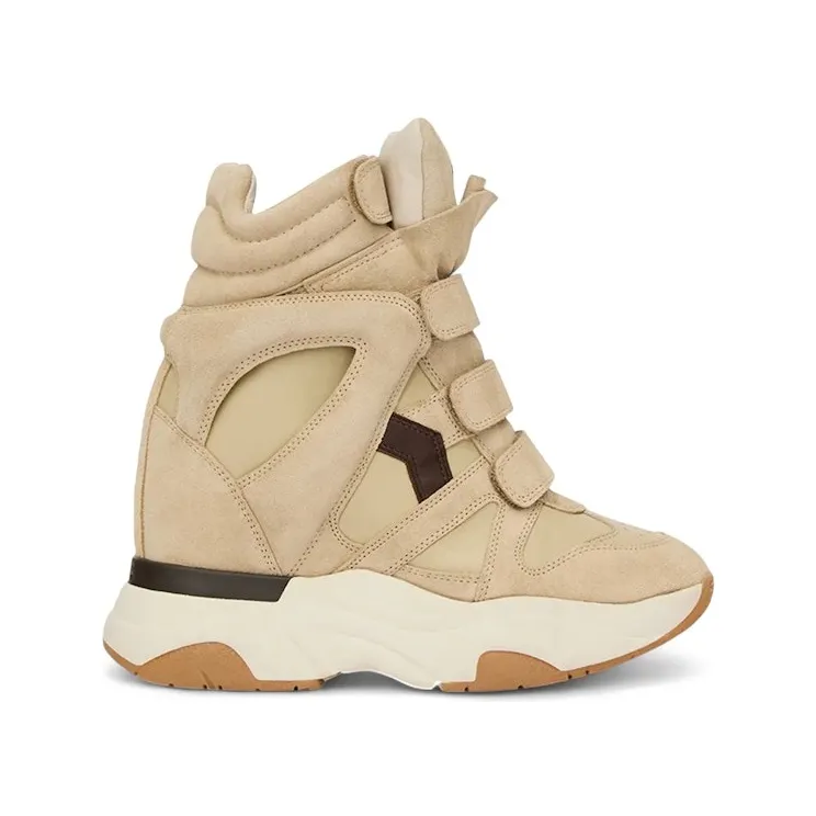 Isabel Marant Balskee High-Top Wedge Sneakers Ecru Chocolate Suede Leather (BK0009FA-A3E46S-ECCL)