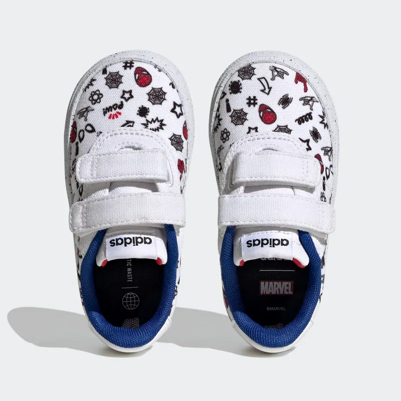 Adidas adidas x Marvel VULCRAID3R Spider-Man Lifestyle Skateboarding Hook-and-Loop Cloud White / Cloud White / Better Scarlet (HP7752)