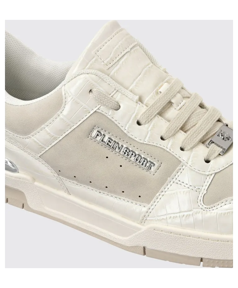 Plein Sport Suede And Crocodile Print Leather Sneakers White (FAESUSC0795STE003N01) (2)