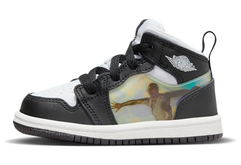 Jordan 1 Mid Hologram “Black / New Emerald / University Red / Dark Concord” (DR9494-001)