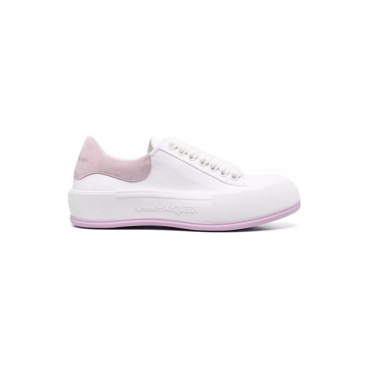Alexander McQueen Deck Skate Plimsoll Lace-Up White Pink (654593W4MV79490)