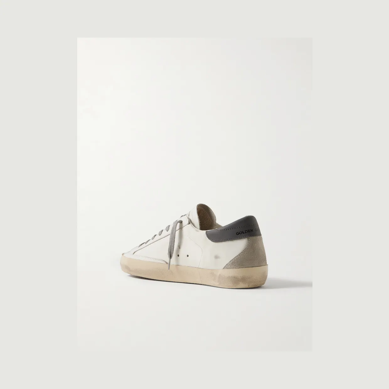 Golden Goose Super-Star Distressed Suede-Trimmed Leather Sneakers White (GMF00102.F006113) (4)
