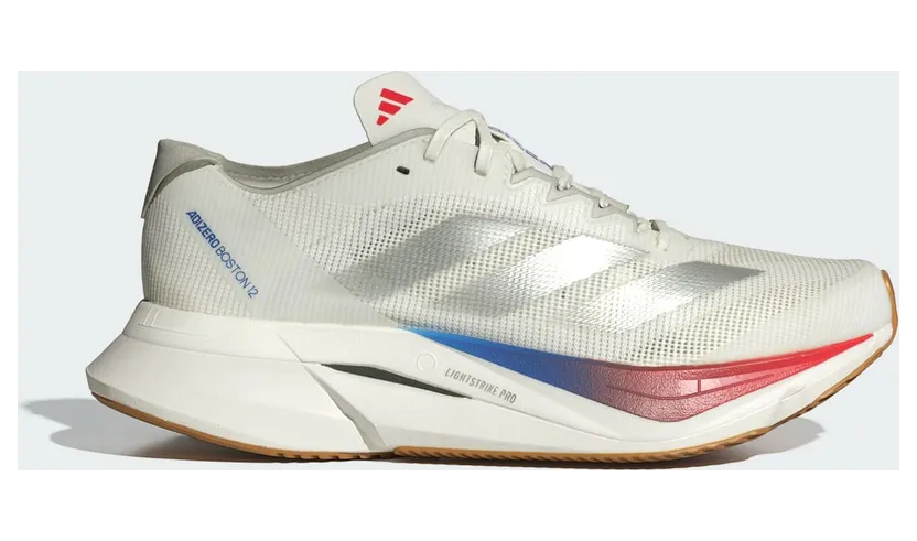 Adidas Adizero Boston 12 Core White / Matte Silver / Pure Ruby (JI4480)
