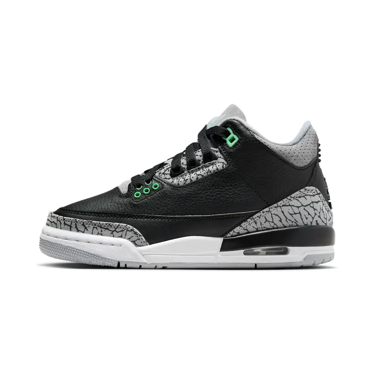 Air Jordan 3 GS “Black / Wolf Grey / White / Green Glow” (DM0967-031)
