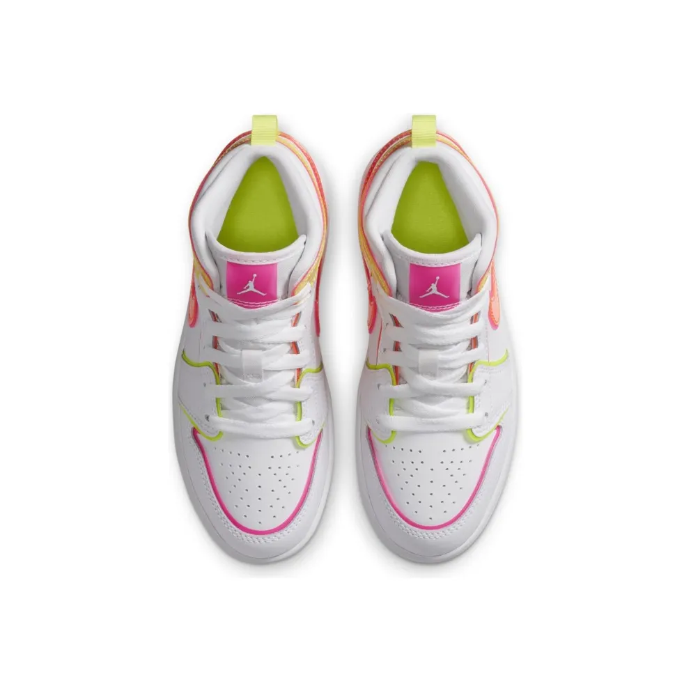Jordan 1 Mid SE Edge Glow (PS) White/Hyper Crimson-Pink Blast (CV4612-100)
