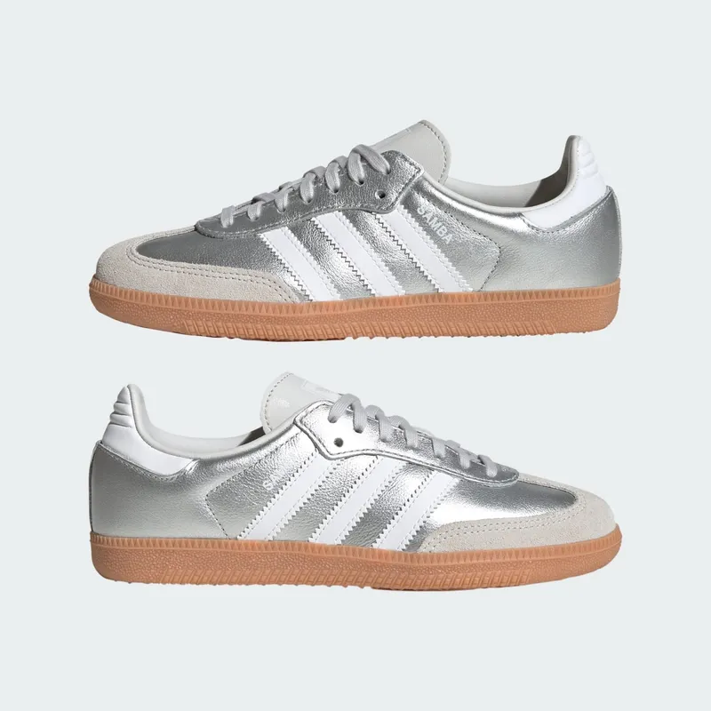 Adidas SAMBA OG Shoes Silver Metallic / Cloud White / Gum (KK2327)
