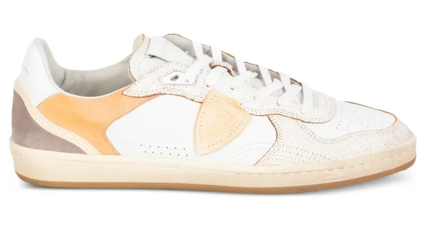 Philippe Model Paris Sneakers met gebarsten effect en vlakken – Beige (PGALLOWPGLUVC01)