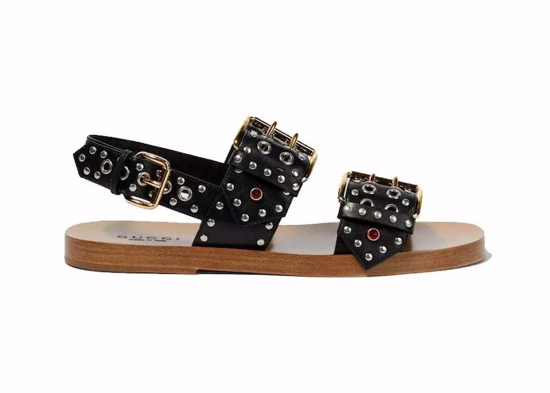 Gucci Studded Embellished Leather Sandals Black (725816 06F00 1000)