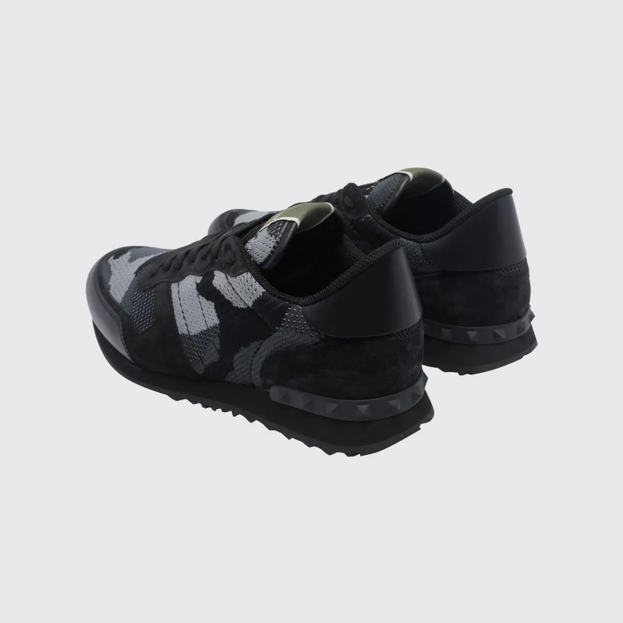 Valentino garavani Rockrunner Camouflage Leather and Mesh Sneakers Black (S0723QRK52V) (2)