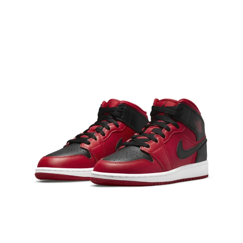 Air Jordan 1 Mid Reverse Bred (GS) – “Black / Gym Red / White” (554725-660)