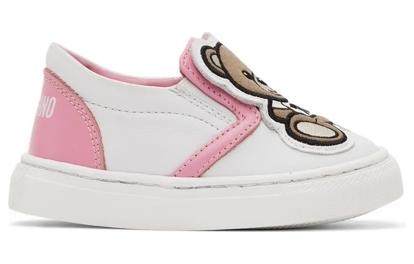 Moschino Baby White & Pink Teddy Slip-On Sneakers (71697)