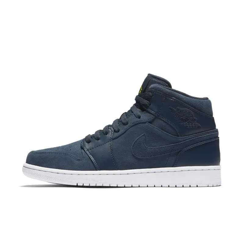 Jordan 1 Retro Mid Armory Navy Armory Navy/Electrolime-White (554724-421)