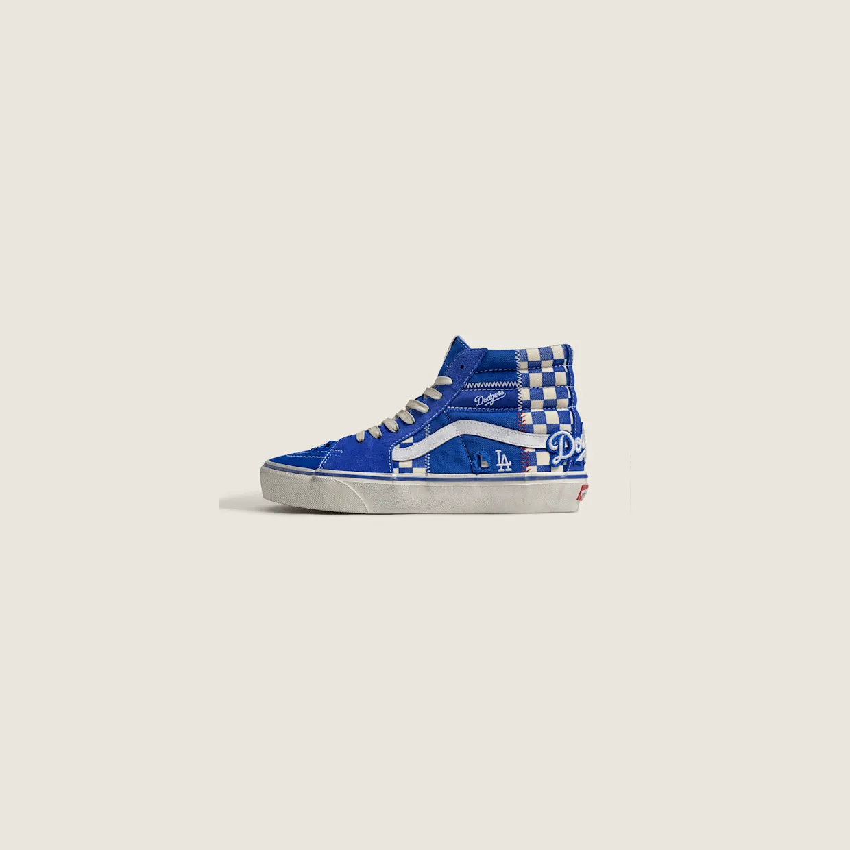 Vans Sk8-Hi “LA Dodgers” (VN0014YQ45K): Dodger-blauw met een ruitje