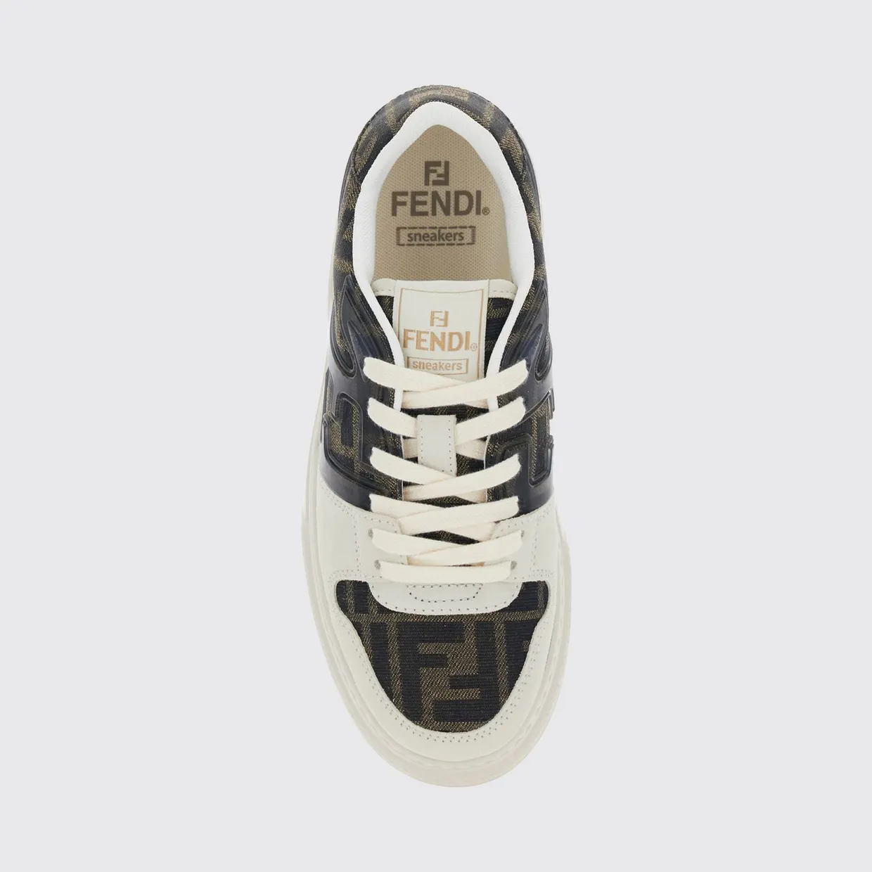 Fendi Match Platform Sneakers in FF Monogram Jacquard Fabric White (8E8572AQ6IF1PYW) (3)