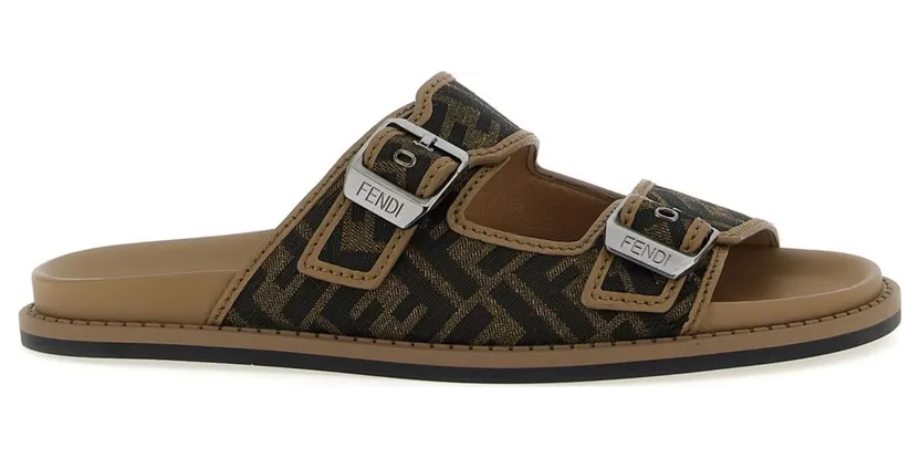 Fendi Feel Sandal FF Jacquard Brown