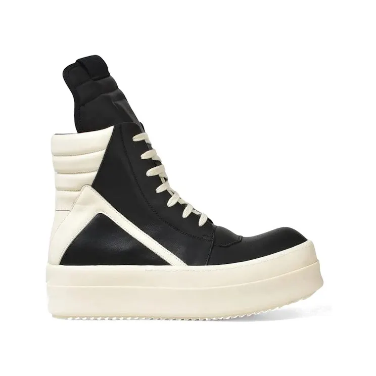 Rick Owens Hollywood Mega Bumper Geobasket High Black Milk (RU01E5868 LCO 911)