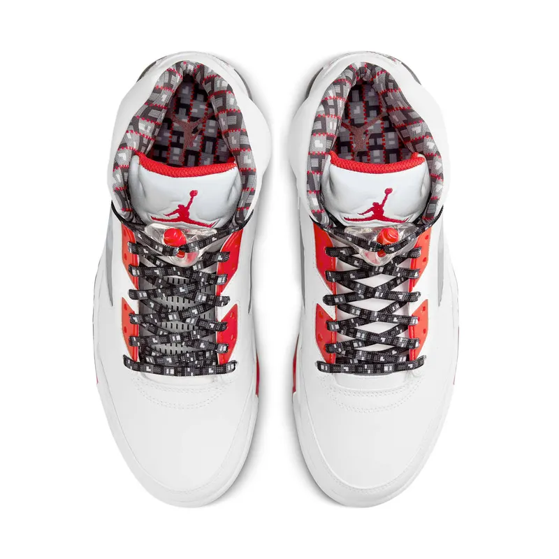 Air Jordan 5 Quai 54 White University Red Black (2021) (DJ7903-106)
