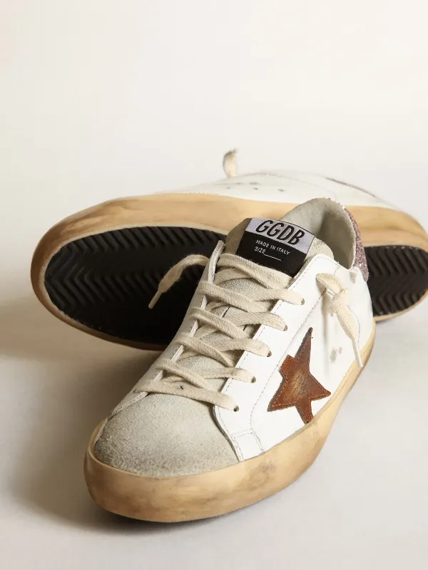 Golden Goose Super-Star With A Tan Star And Pink Glitter Heel Tab (GWF00101.F003396.11237) (4)
