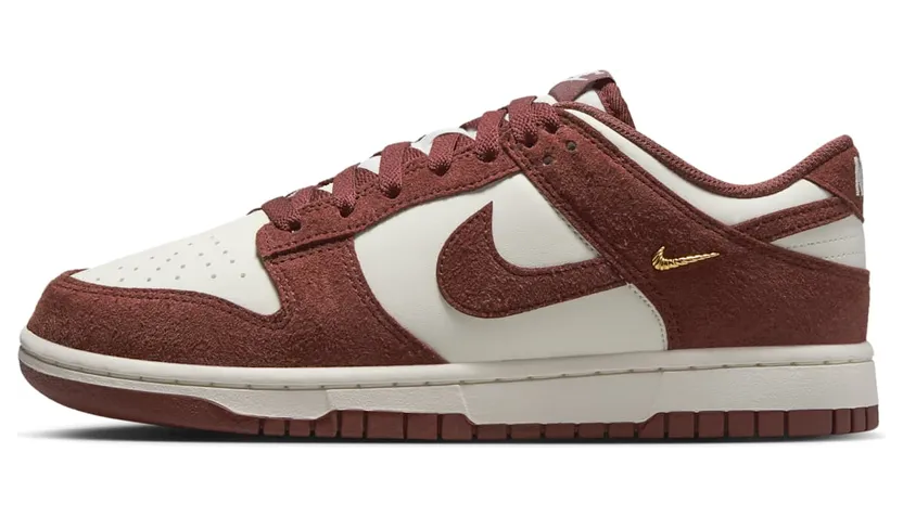 Nike Dunk Low Red Sepia Gold Mini Swoosh “Sail / Metallic Gold / Red Sepia” (IB4417-104)