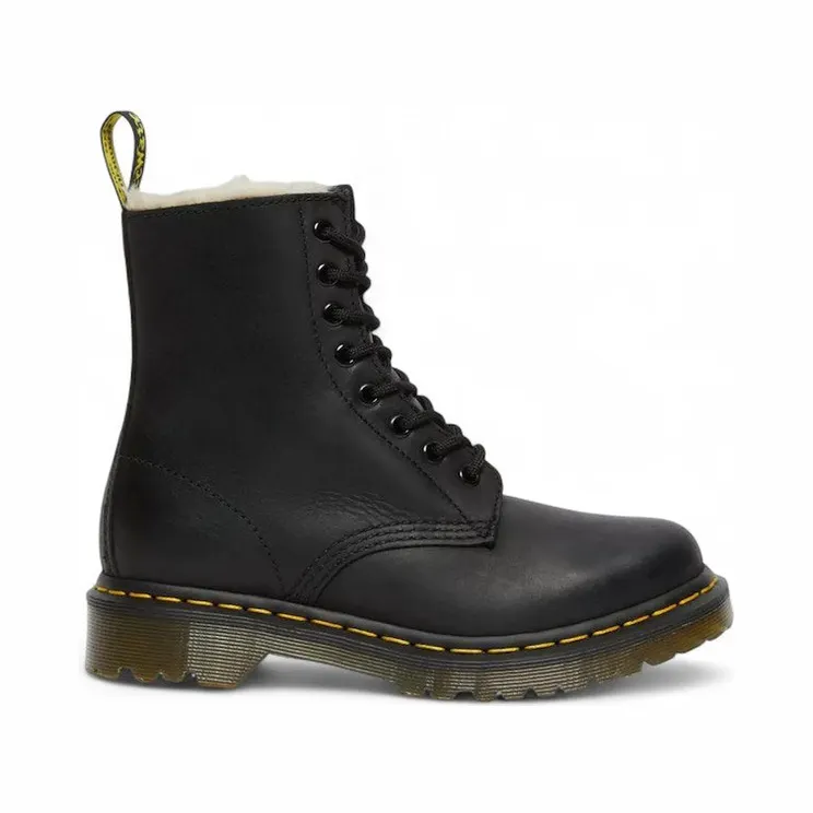 Dr. Martens 1460 Serena Burnished Wyoming Faux Fur Lined Lace Up Boot Black (21797001)