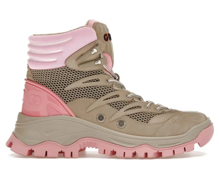 Gucci Lace Up Ankle Boot Beige Pink (700256 2KD20 9597)