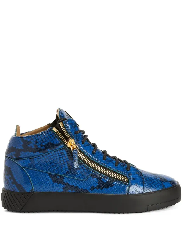 Giuseppe Zanotti Kriss mid-top sneakers with python-effect – Blue (RU20080H01)