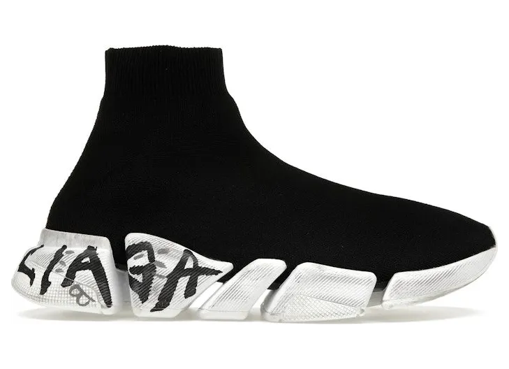 Balenciaga Speed 2.0 Graffiti Recycled Knit Black (617196W2DD41091)