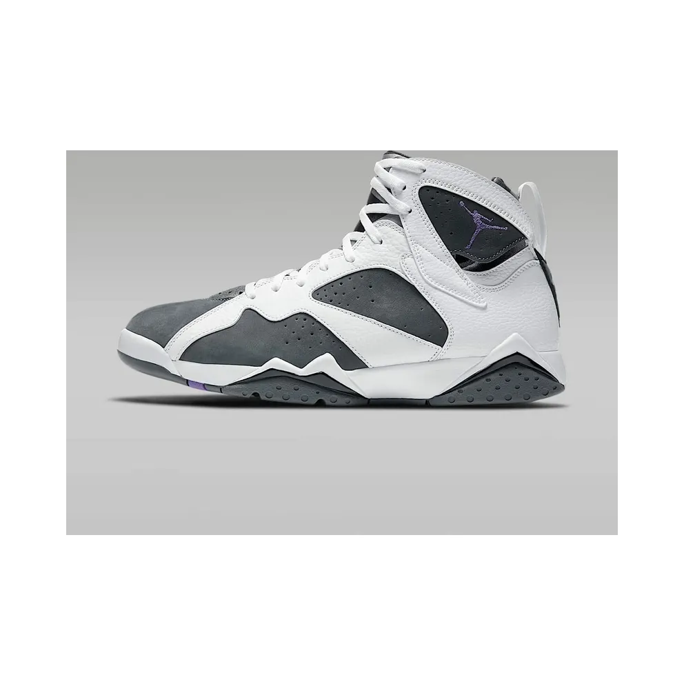 Jordan 7 Retro Flint (2021) – “White / Flint Grey / Black / Varsity Purple” (CU9307-100)