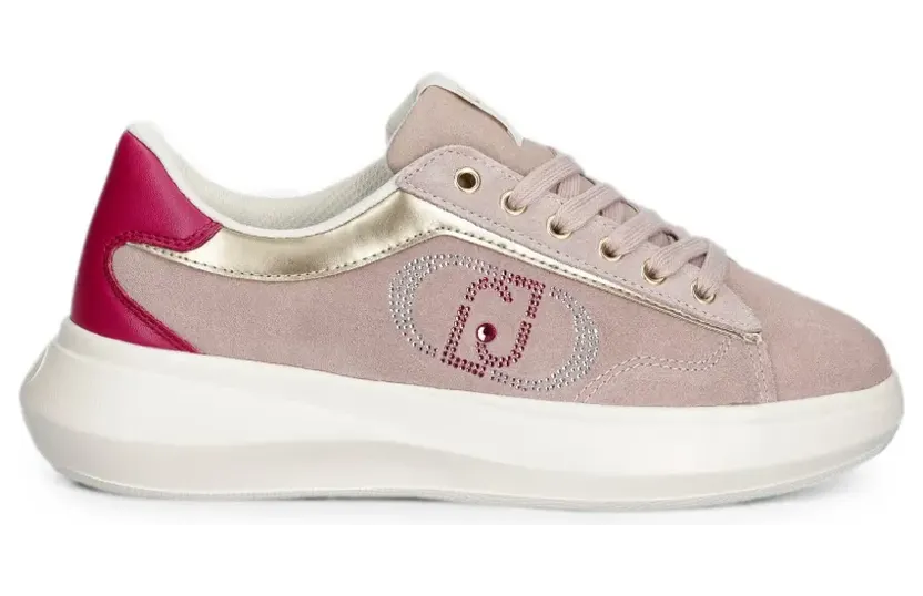 LIU JO Suède sneakers met logo van stras – Roze (BA6069PX353)