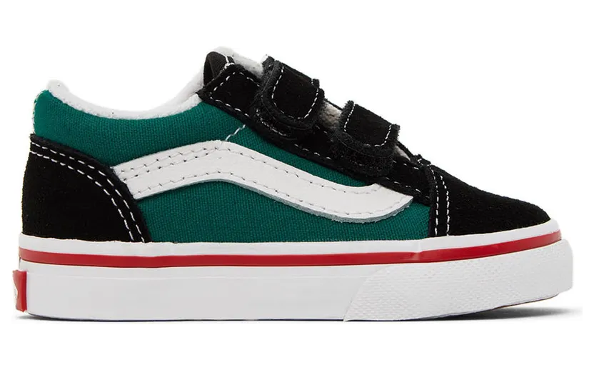 Vans Baby Black & Green Old Skool V Sneakers (VN0A4VJJBML)