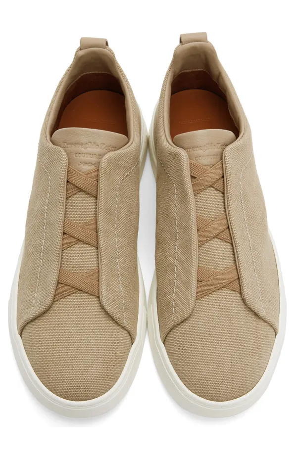 Ermenegildo Zegna Blue Canvas Triple Stitch Sneakers (LHTYE-A4841X) (5)