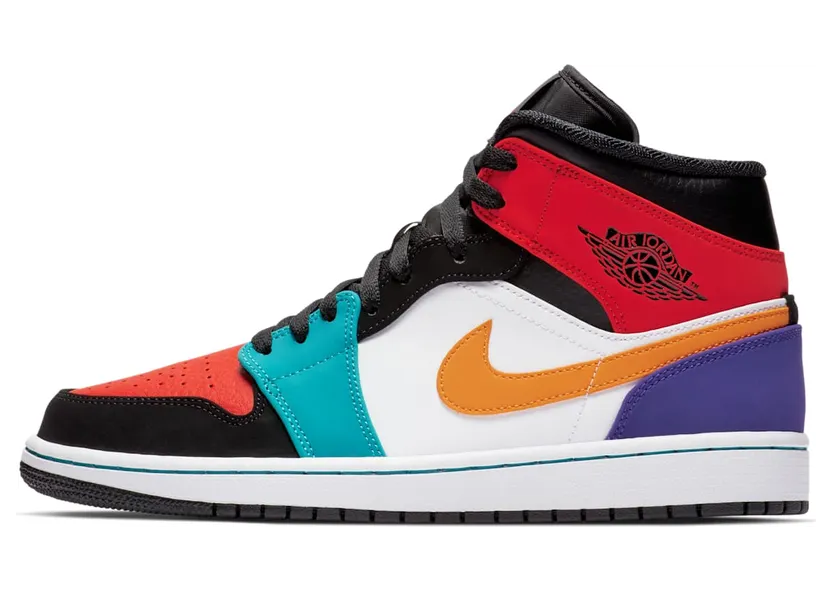 Air Jordan 1 Mid Multi Color “White / Black / Turbo Green / University Red” (554724-125)