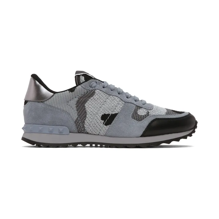 Valentino Garavani Grey Mesh Camouflage Rockrunner Sneakers (WY0S0723YTA)