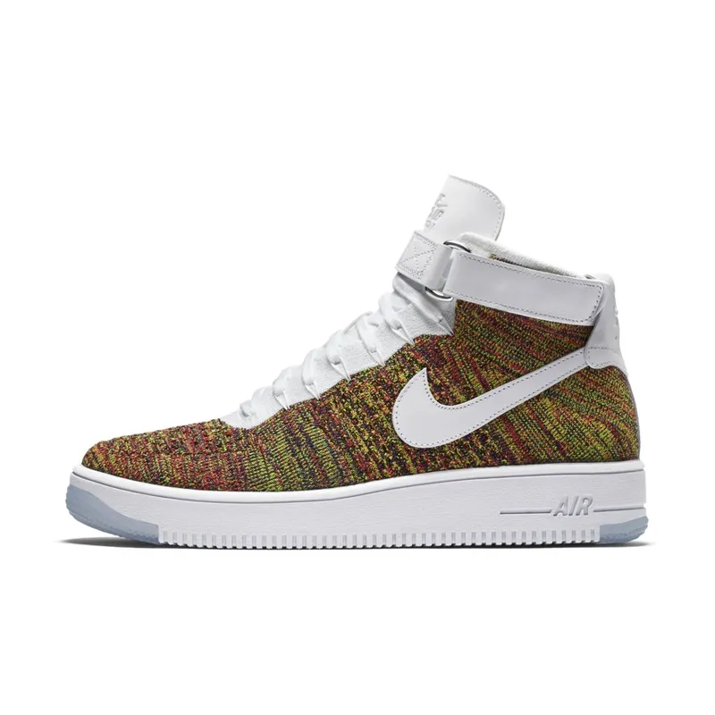 Nike Air Force 1 Mid Flyknit Multi-Color White Volt/Bright Crimson-Court Purple-White (817420-700)
