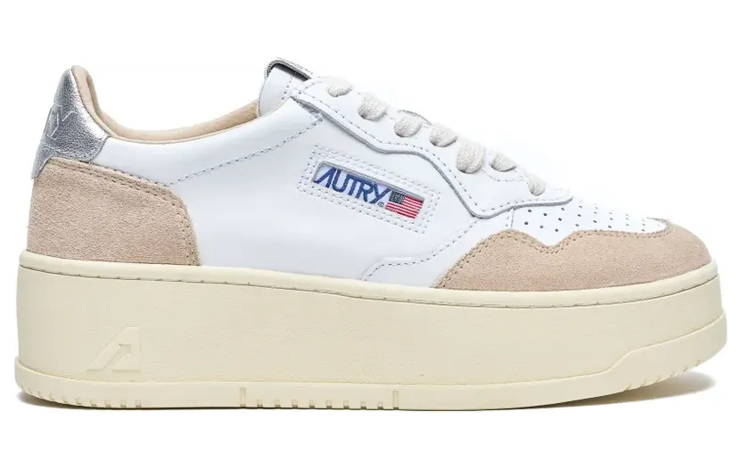 Autry Medalist leren met plateauzool “White” (PTLWLS74)
