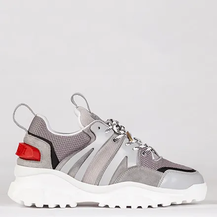 Mason Garments Genova 3 Leather/Suede/Heat Press/Mesh Grey/Red Grau (FW20-31B)