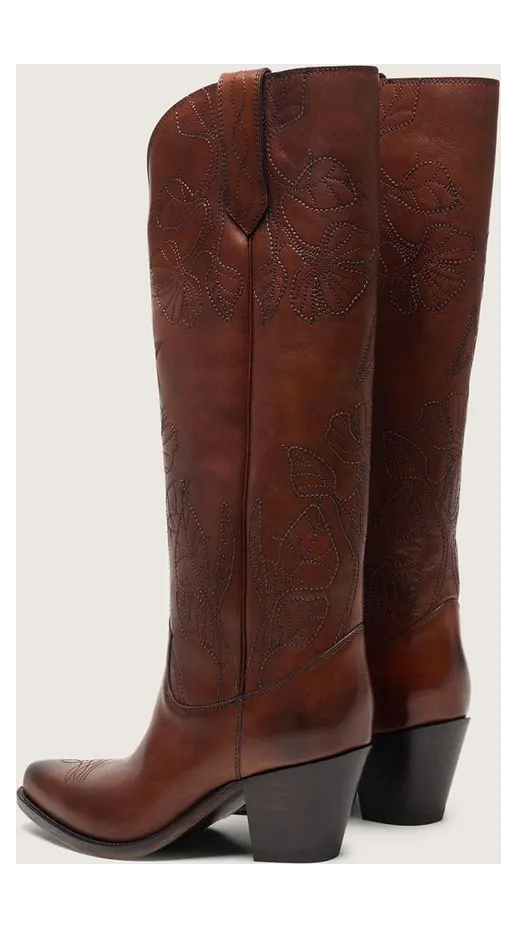 Golden Goose High Wish Star Boots In Brown Leather With Floral Embroidery (GWF01085.F008203.55100) (3)