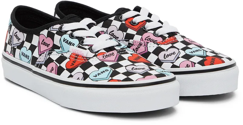 Vans Kids Black & White Candy Hearts Authentic Little Kids Sneakers (VN0A3UIVABY1)