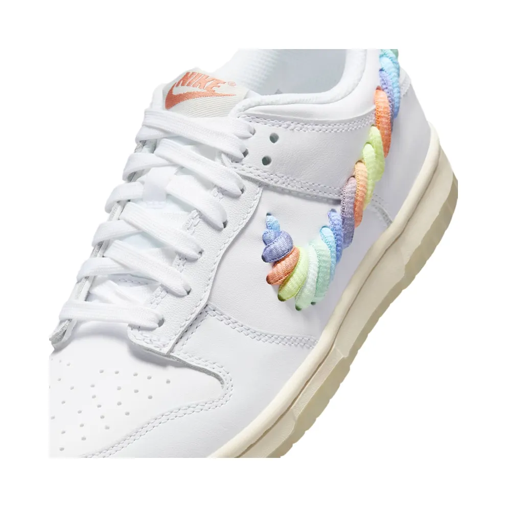 Nike Dunk Low SE GS “Rainbow Lace Swoosh White” (FN4861-100)