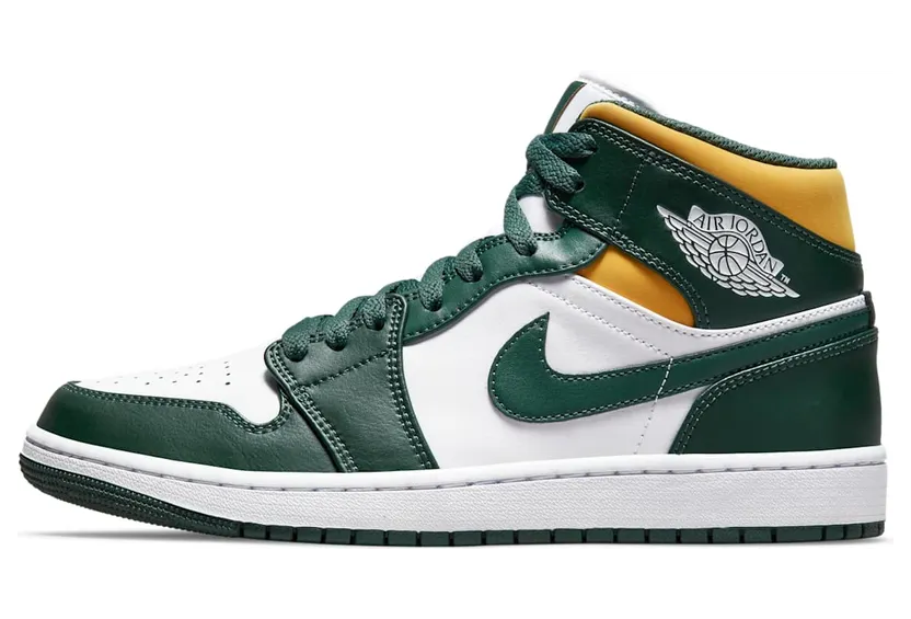Air Jordan 1 Mid Sonics “Noble Green / White / Pollen” (554724-371)