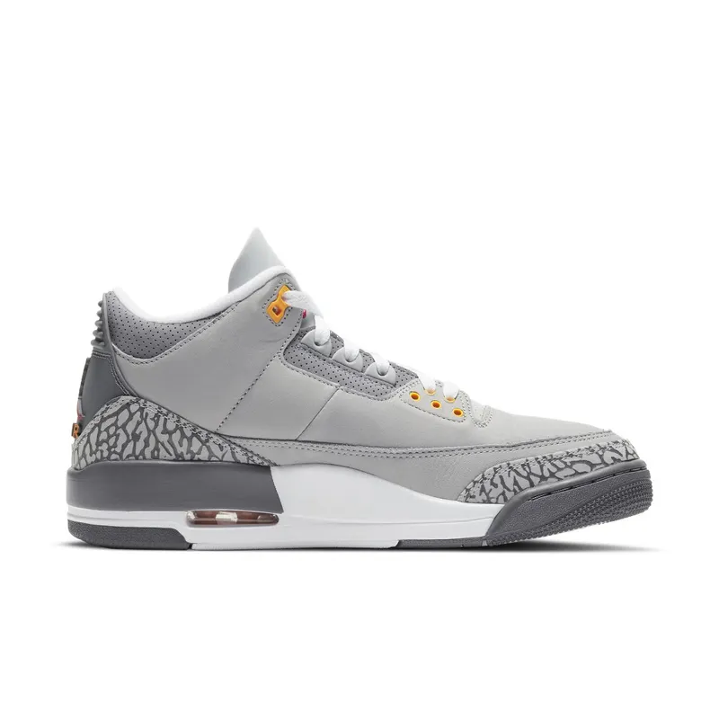 Jordan 3 Retro Cool Grey (2021) Silver/Light Graphite-Orange Peel-Sport Red (CT8532-012)