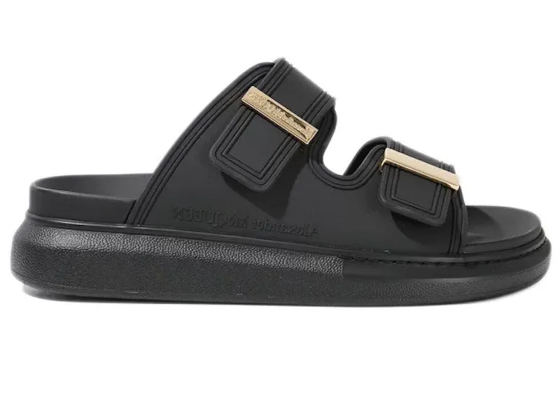 Alexander McQueen Hybrid Buckled Rubber Sandals Black Gold (658063W4Q521088)