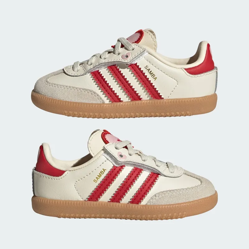 Adidas SAMBA OG COMFORT CLOSURE Shoes MET ELASTISCHE VETERS Cream White / Better Scarlet / Gum (KI6682)