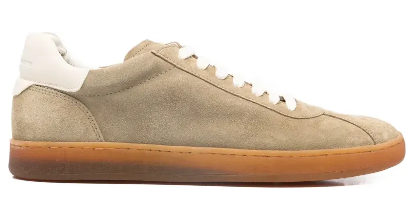 Officine Creative Ginnasio suède sneakers met vlakken – Beige (OCUGINNASIO001LC191)