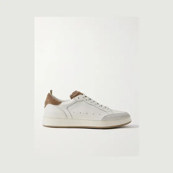 Officine Creative The Answer 001 Distressed Suede-Trimmed Leather Sneakers White (OCUANSW001-CVCOM00000LC128)