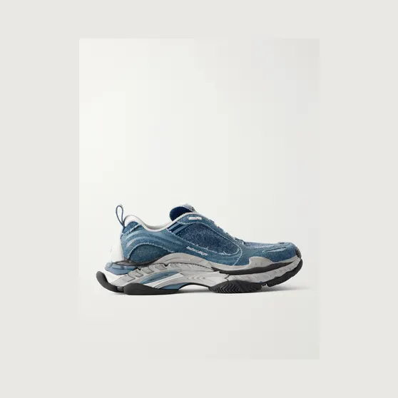 Balenciaga Triple S.2 Rubber-Trimmed Denim Sneakers Blue (865849WTSDN)