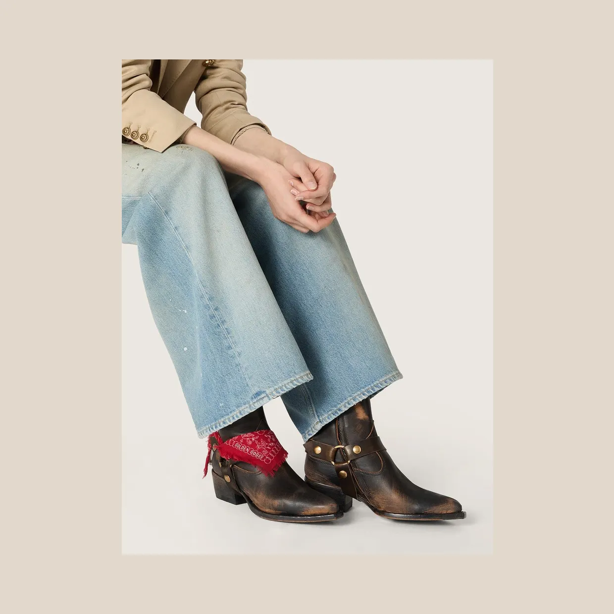 Golden Goose Debbie Boots In Black Leather With Removable Buckle And Bandana (GWF00545.F008800.90541) (3)